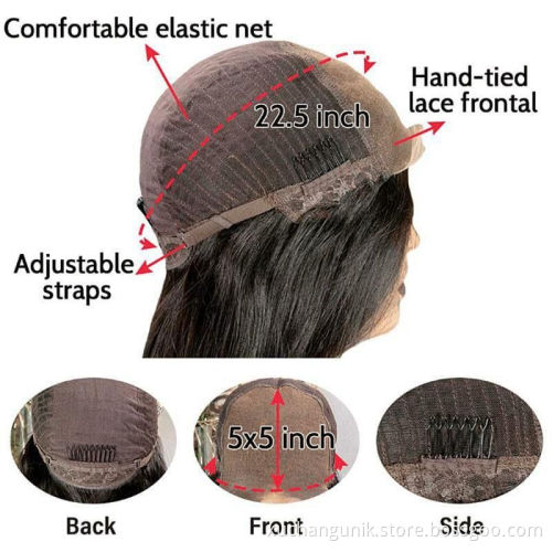Uniky Transparency HD 5X5 Transparent Swiss Lace Closure Wig Super Thin Film Undectable Human Hair Straight Natural Wigs
